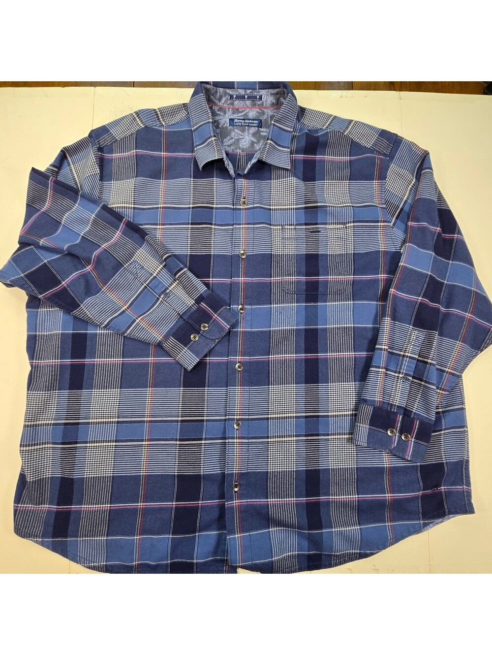 Tommy Bahama Blue Plaid Cotton Button Front Shirt Size 3XLB